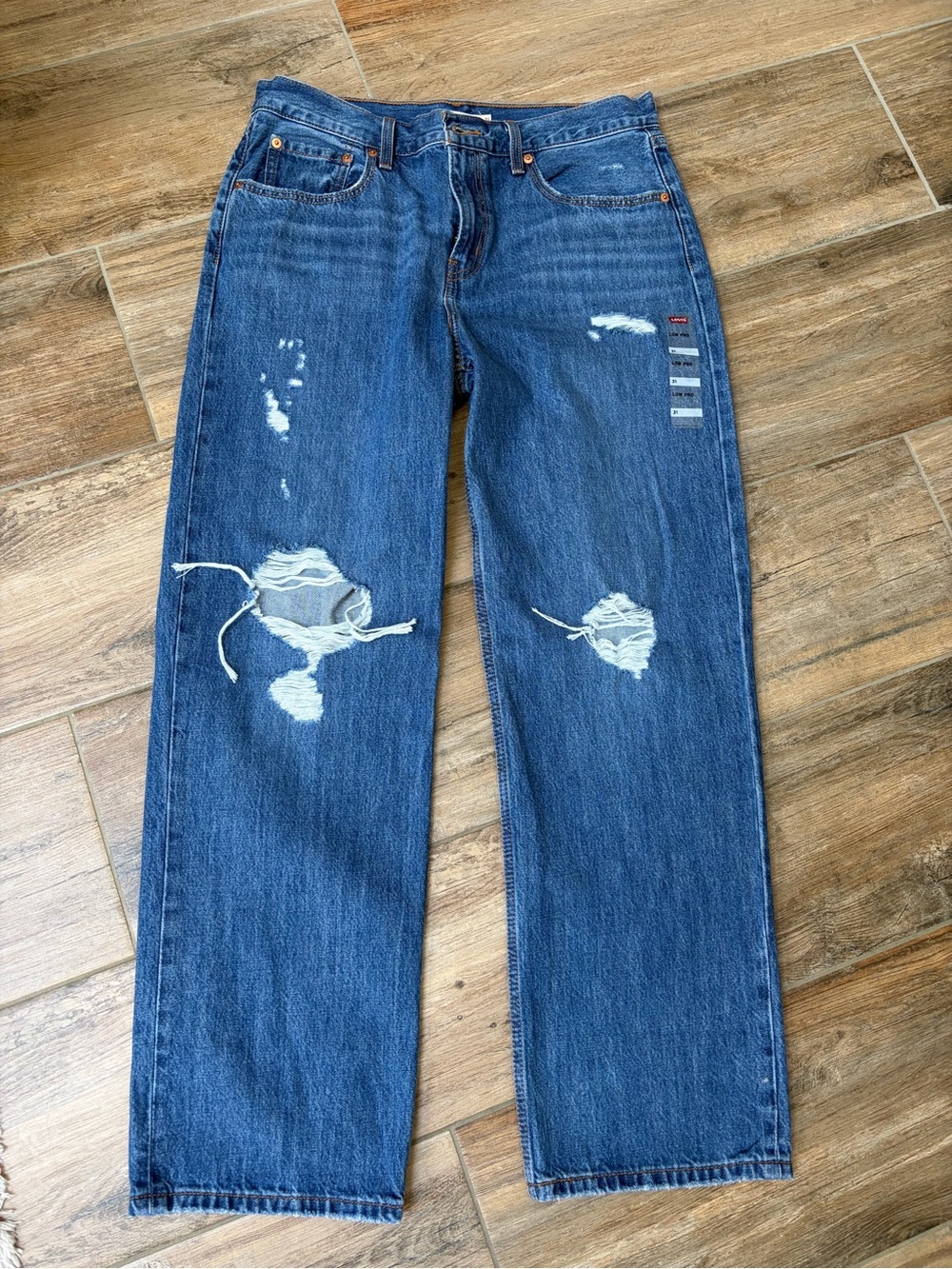 Levi's Blue Distressed Straight-Leg Women's Jeans